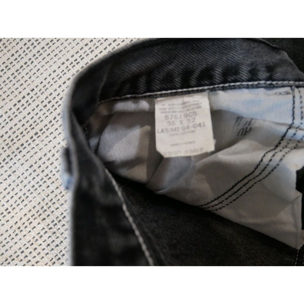 Vintage Rustler Black Faded Denim Jeans 36x32 Straight Leg Made in USA